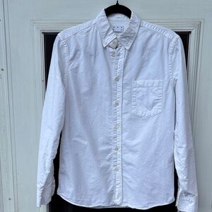 Asket Men's White Button-Down Oxford Shirt Chest Pocket-S